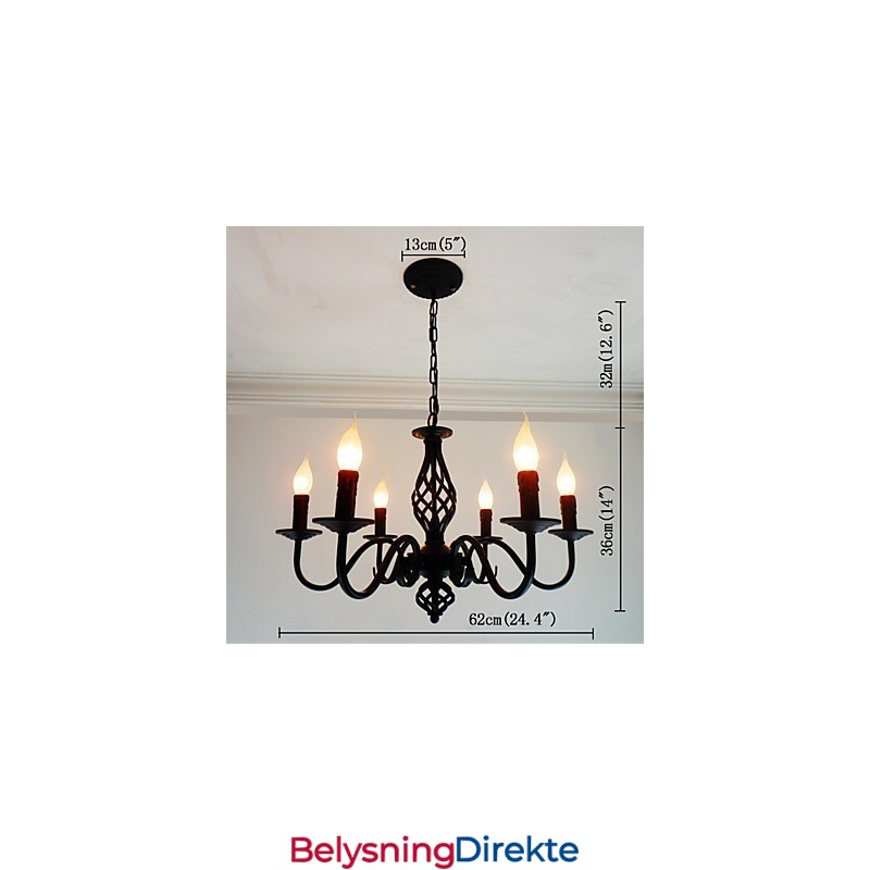 Kunstnerisk Elegant Og Moderne Andre Funksjoner For Stearinlysstil Metall Innendørs Lysekrone Med 6 Pærer
