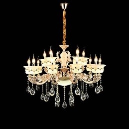 Tradisjonell Klassisk Sinklegeringsfunksjon For Krystall Mini-Stil Metall Innendørs Hage 15 Pærer Lysekrone