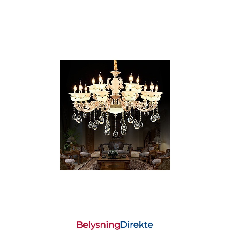 Tradisjonell Klassisk Sinklegeringsfunksjon For Krystall Mini-Stil Metall Innendørs Hage 15 Pærer Lysekrone