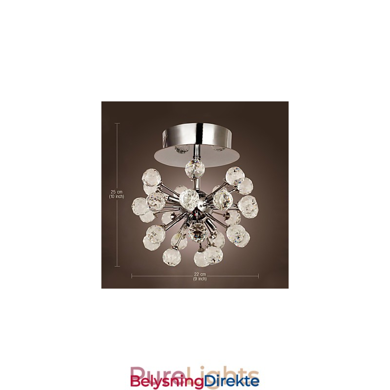 Moderne Samtids Krystall Mini-Style Krom Metall Lysekrone Innfelt Montering