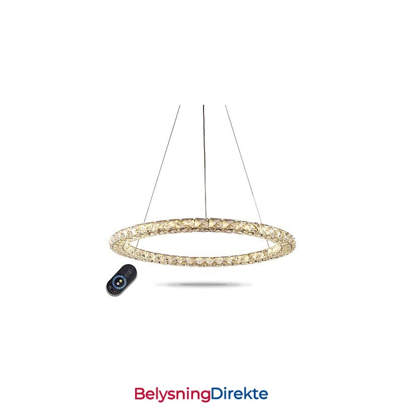 Ringkrystall Pendellampe Moderne Krystalllysekrone Taklamper Innendørs Lampe Armaturer Dimbar Med Fjernkontroll
