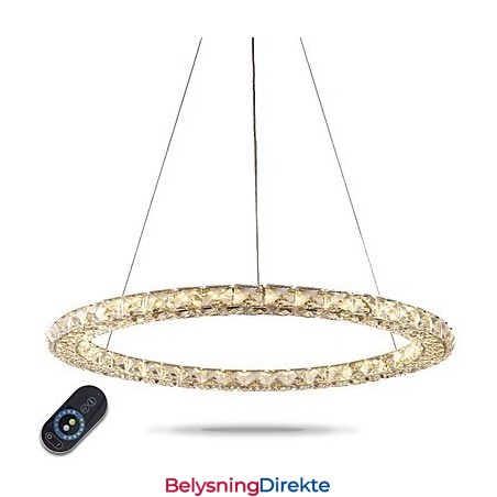 Ringkrystall Pendellampe Moderne Krystalllysekrone Taklamper Innendørs Lampe Armaturer Dimbar Med Fjernkontroll