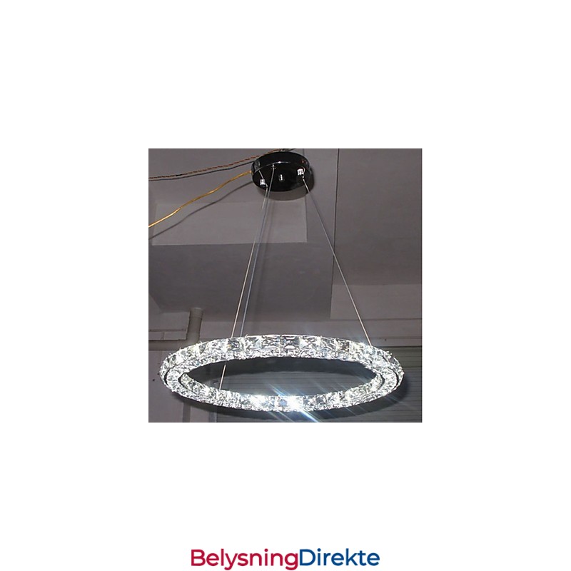Ringkrystall Pendellampe Moderne Krystalllysekrone Taklamper Innendørs Lampe Armaturer Dimbar Med Fjernkontroll