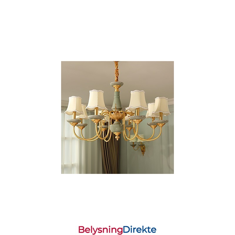 Dekorativ Lysekrone I Kobber I Jade Kp8