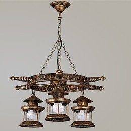 Rustikk Hytte Vintage Retro Country Globe Maleri Feature For Mini Style Designers Metalllysekrone