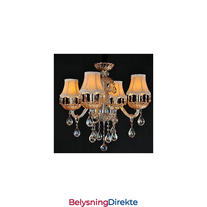 Lysekrone I Krystall, Retro, Glass, 4 Lys