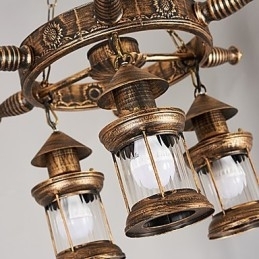 Rustikk Hytte Vintage Retro Country Globe Maleri Feature For Mini Style Designers Metalllysekrone