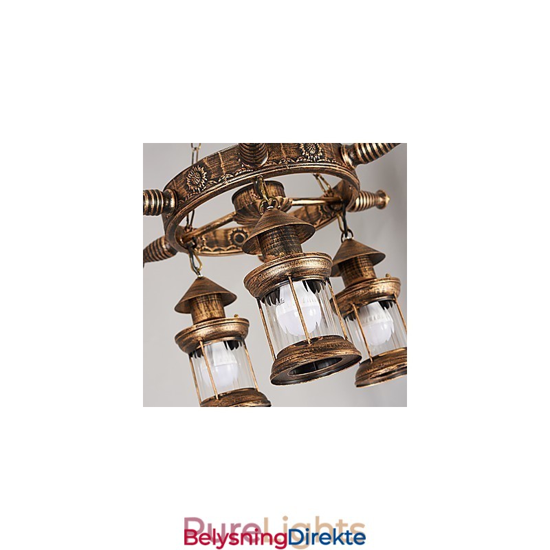 Rustikk Hytte Vintage Retro Country Globe Maleri Feature For Mini Style Designers Metalllysekrone