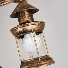 Rustikk Hytte Vintage Retro Country Globe Maleri Feature For Mini Style Designers Metalllysekrone