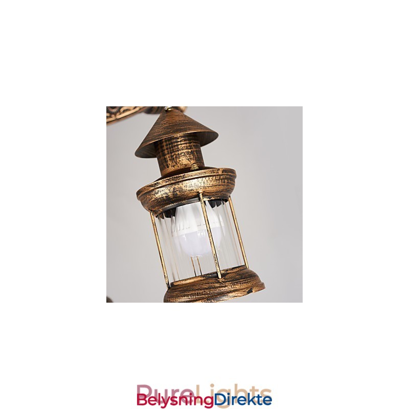 Rustikk Hytte Vintage Retro Country Globe Maleri Feature For Mini Style Designers Metalllysekrone