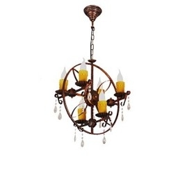 Rustikk Hytte Vintage Retro Country Globe Maleri Feature For Mini Style Designers Metalllysekrone