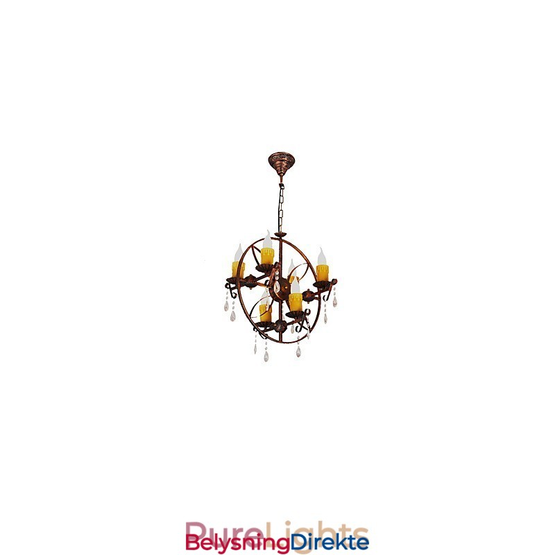 Rustikk Hytte Vintage Retro Country Globe Maleri Feature For Mini Style Designers Metalllysekrone