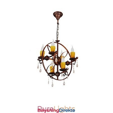 Rustikk Hytte Vintage Retro Country Globe Maleri Feature For Mini Style Designers Metalllysekrone