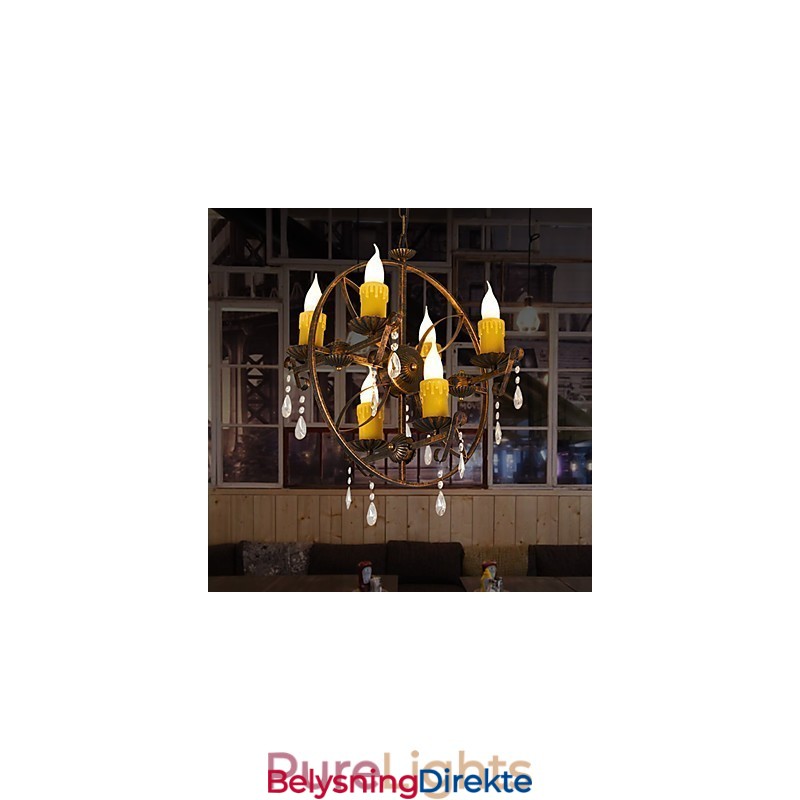 Rustikk Hytte Vintage Retro Country Globe Maleri Feature For Mini Style Designers Metalllysekrone