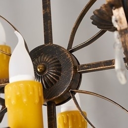 Rustikk Hytte Vintage Retro Country Globe Maleri Feature For Mini Style Designers Metalllysekrone