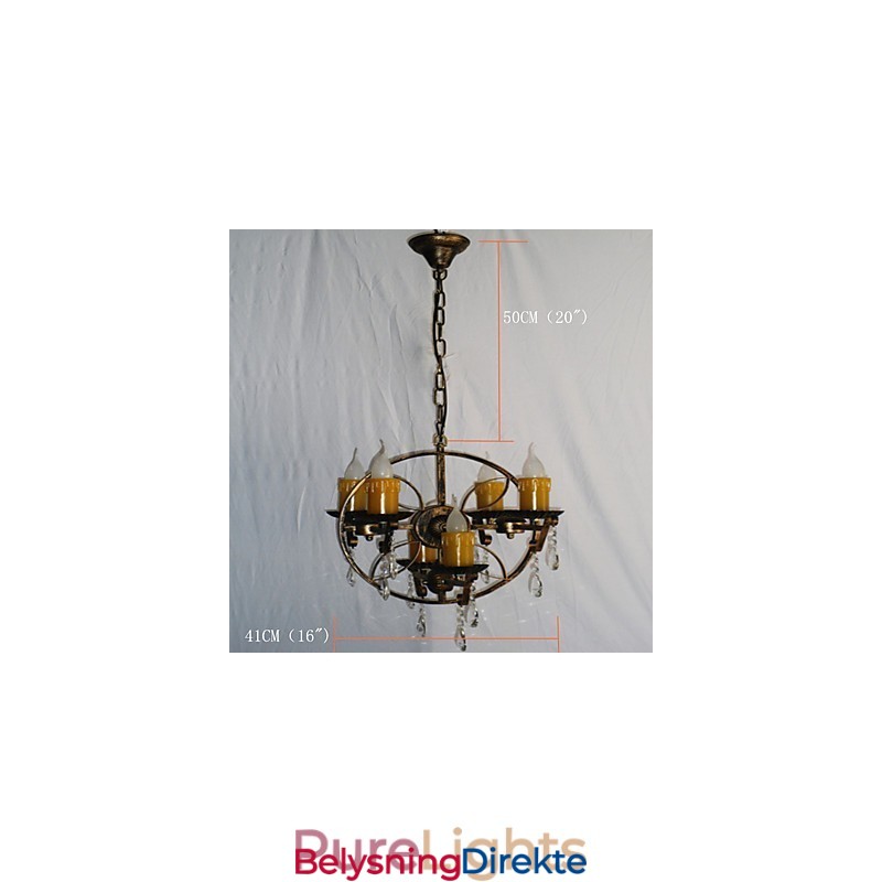 Rustikk Hytte Vintage Retro Country Globe Maleri Feature For Mini Style Designers Metalllysekrone