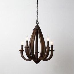 Vintage Maleri-Funksjon Mini-Stil Tre-Bambus Lysekronelampe Dekorer Pendellampe