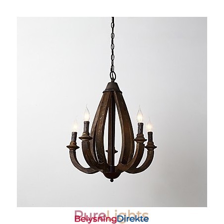 Vintage Maleri-Funksjon Mini-Stil Tre-Bambus Lysekronelampe Dekorer Pendellampe