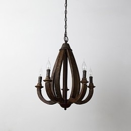 Vintage Maleri-Funksjon Mini-Stil Tre-Bambus Lysekronelampe Dekorer Pendellampe