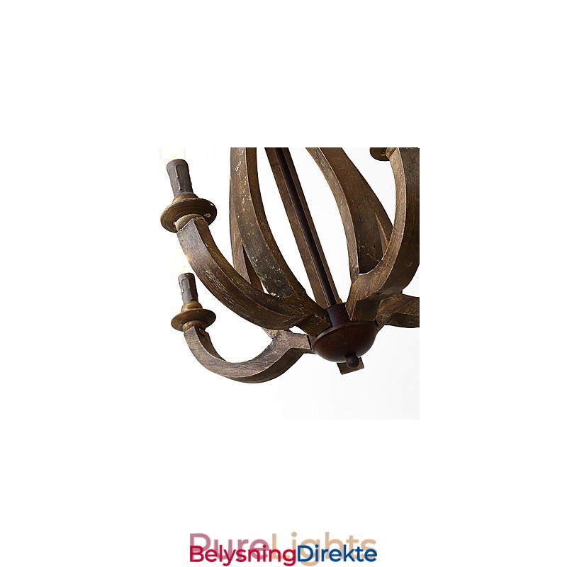 Vintage Maleri-Funksjon Mini-Stil Tre-Bambus Lysekronelampe Dekorer Pendellampe