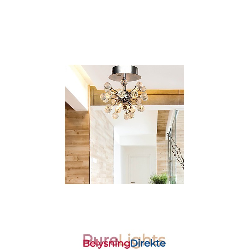 Moderne Samtids Krystall Mini-Style Krom Metall Lysekrone Innfelt Montering