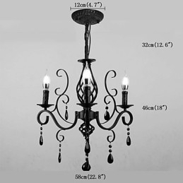 Krystalllampe Med 3 Lys, Moderne Og Enkel Nyhetsbelysning