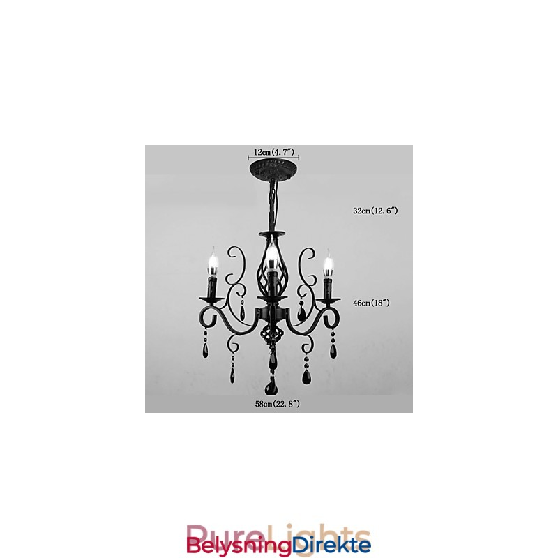 Krystalllampe Med 3 Lys, Moderne Og Enkel Nyhetsbelysning