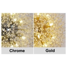 Fyrverkeri Globe Løvetann Kromdetaljer Krystall Metall Lysekrone