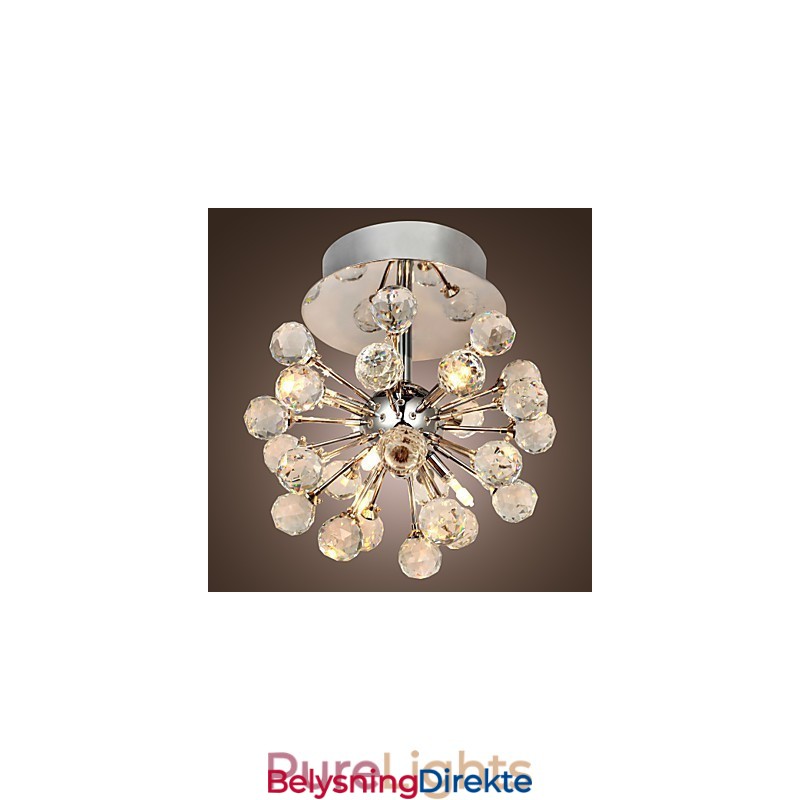 Moderne Samtids Krystall Mini-Style Krom Metall Lysekrone Innfelt Montering