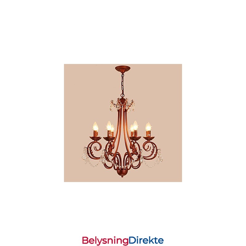 Lysekrone Med 8 Lys, Moderne, Samtidskunst, Tradisjonell, Hytte, Vintage, Retro, Landlig, Maleri, Krystall, Metall