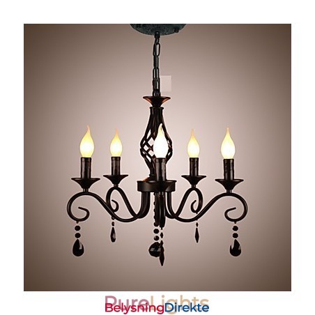 Tradisjonell Krystalllysekrone Innendørsbelysning 5 Lysende Stearinlys Enkel Lysekrone