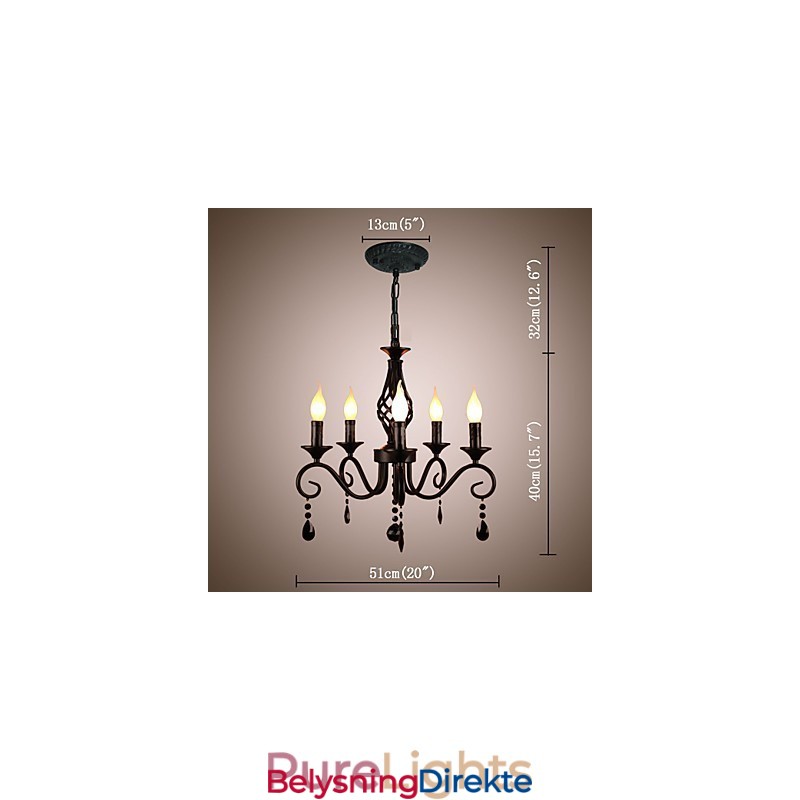 Tradisjonell Krystalllysekrone Innendørsbelysning 5 Lysende Stearinlys Enkel Lysekrone