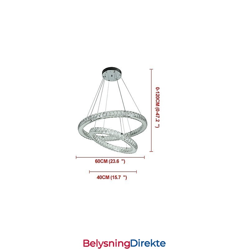 Innendørs Krystalllysekrone Moderne Pendellampe Taklampe Dimbar Belysningslampe Med Fjernkontroll