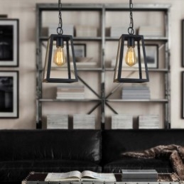 Vintage Metallpendellampe Med Glassskjerm