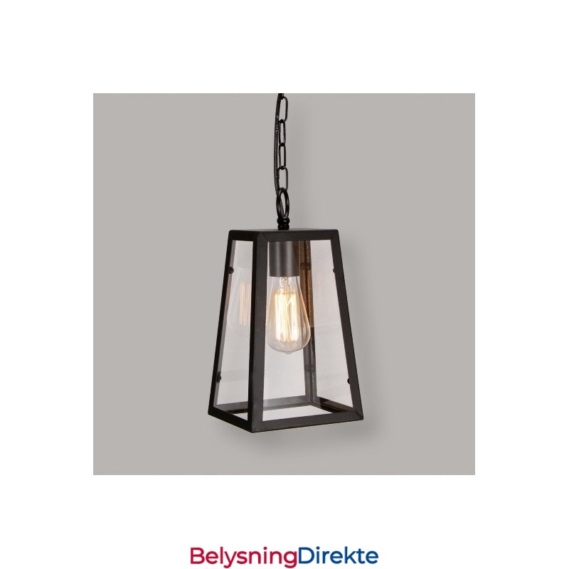 Vintage Metallpendellampe Med Glassskjerm