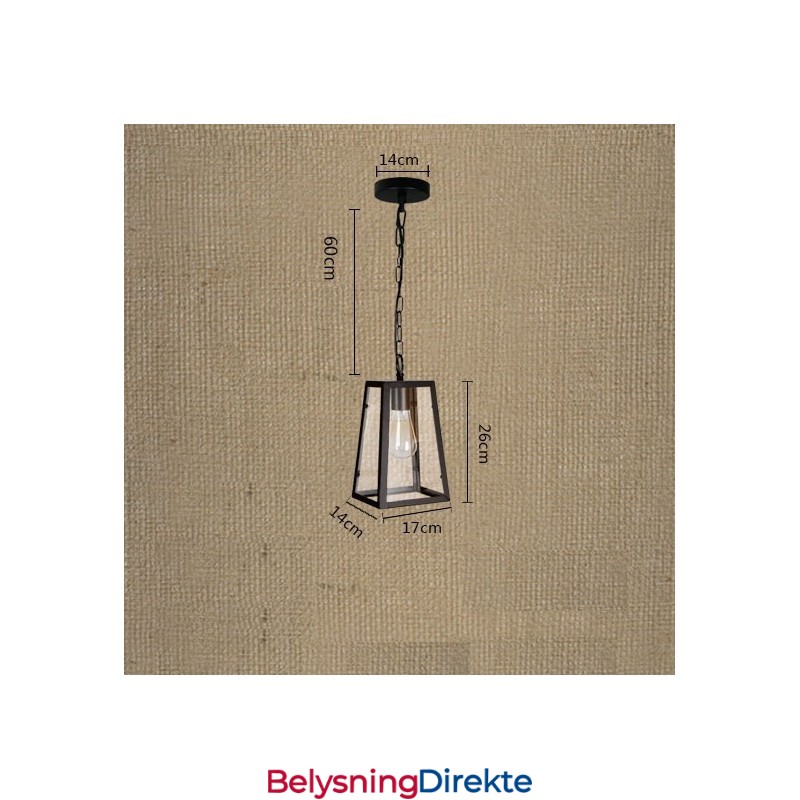 Vintage Metallpendellampe Med Glassskjerm