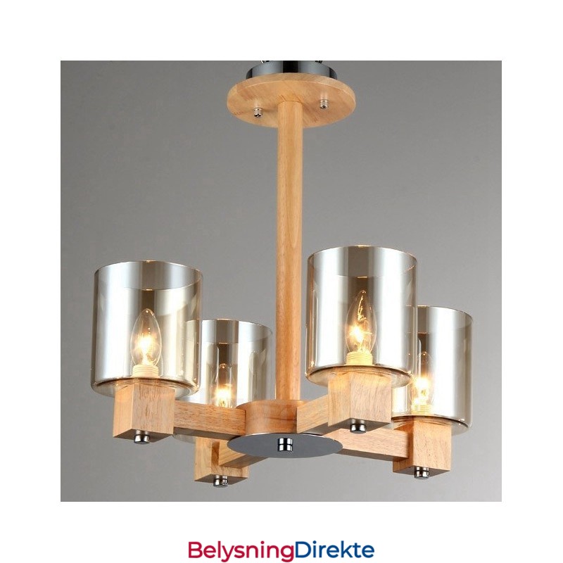 4 Lys Tre Moderne Samtidskunstnerisk Lysekrone I Nordisk Stil Med Glassskjerm