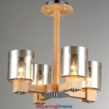 4 Lys Tre Moderne Samtidskunstnerisk Lysekrone I Nordisk Stil Med Glassskjerm
