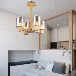 4 Lys Tre Moderne Samtidskunstnerisk Lysekrone I Nordisk Stil Med Glassskjerm