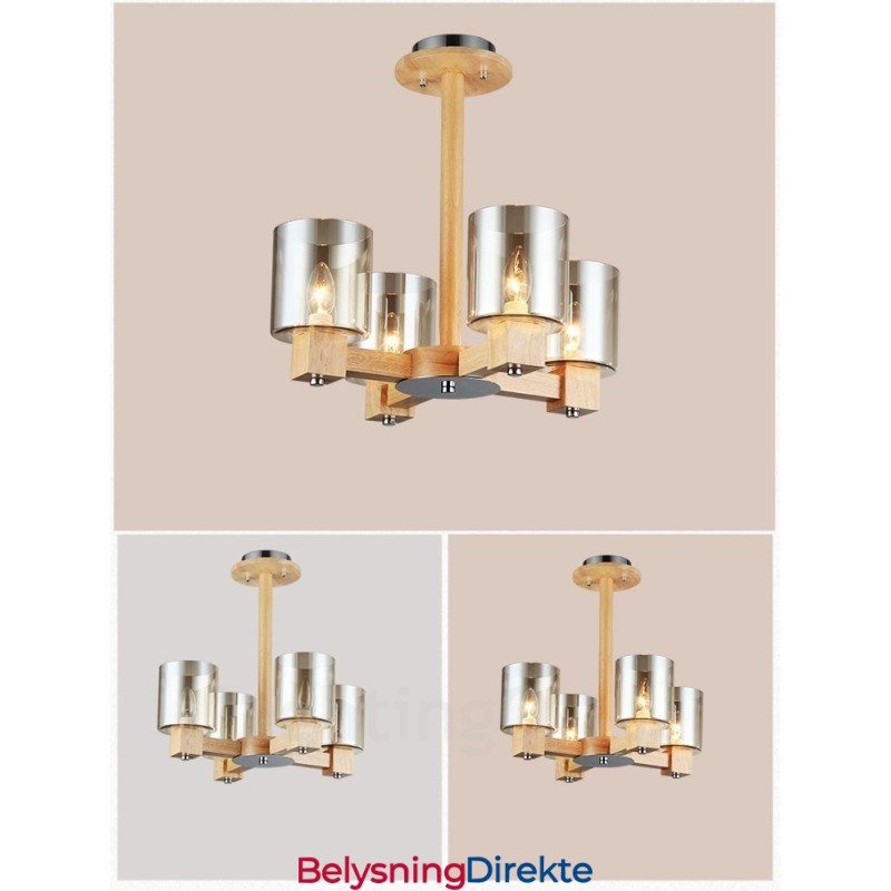 4 Lys Tre Moderne Samtidskunstnerisk Lysekrone I Nordisk Stil Med Glassskjerm