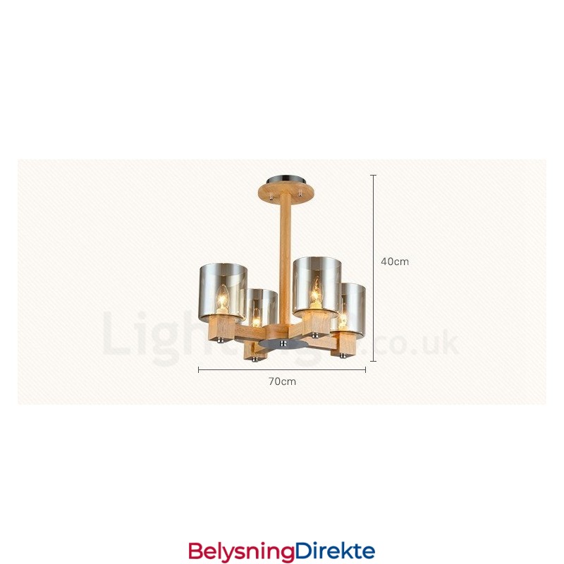 4 Lys Tre Moderne Samtidskunstnerisk Lysekrone I Nordisk Stil Med Glassskjerm