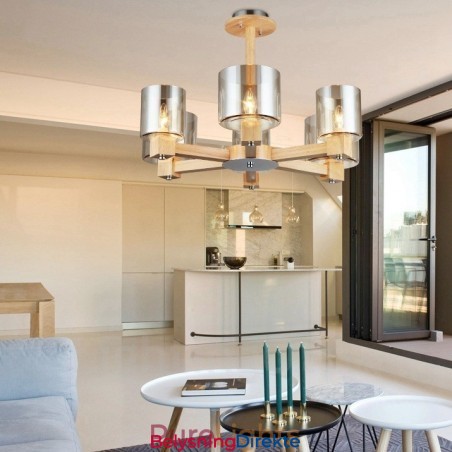 6 Lys Tre Moderne Samtidskunstnerisk Lysekrone I Nordisk Stil Med Glassskjerm