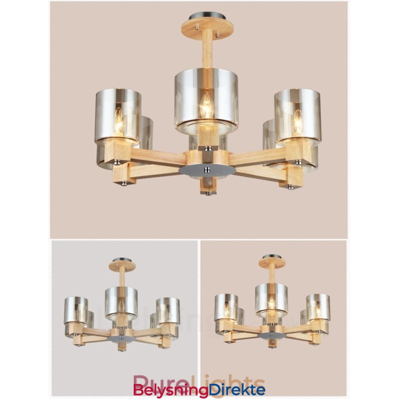 6 Lys Tre Moderne Samtidskunstnerisk Lysekrone I Nordisk Stil Med Glassskjerm