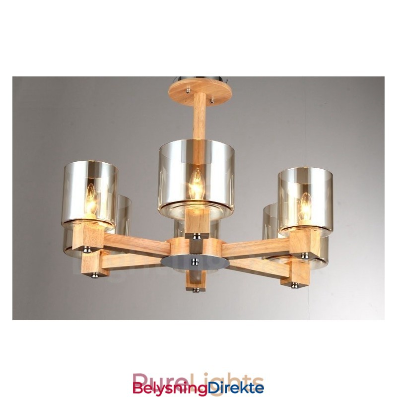 6 Lys Tre Moderne Samtidskunstnerisk Lysekrone I Nordisk Stil Med Glassskjerm