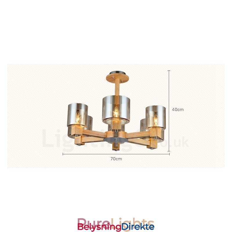 6 Lys Tre Moderne Samtidskunstnerisk Lysekrone I Nordisk Stil Med Glassskjerm