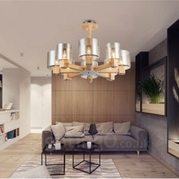 8 Lys Tre Moderne Samtidskunstnerisk Lysekrone I Nordisk Stil Med Glassskjerm