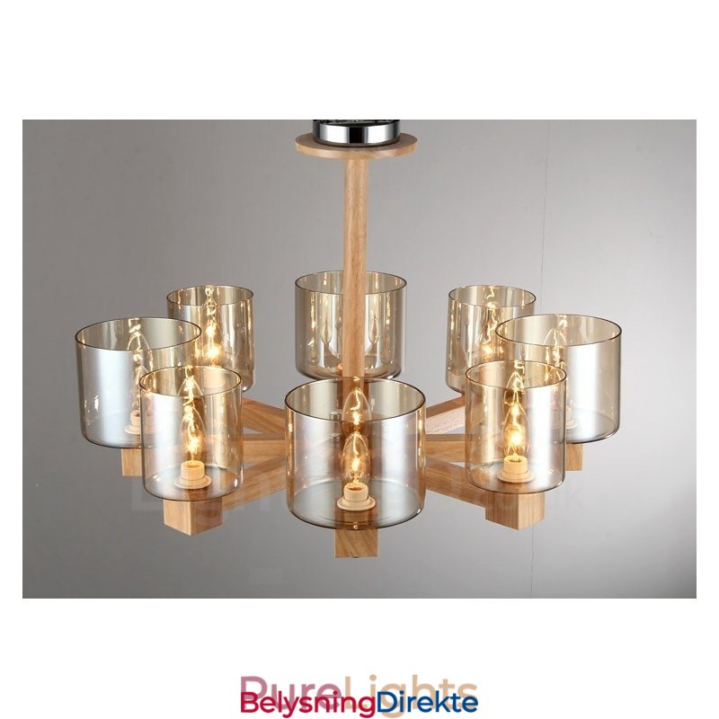 8 Lys Tre Moderne Samtidskunstnerisk Lysekrone I Nordisk Stil Med Glassskjerm