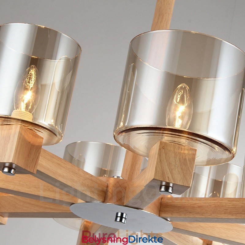 8 Lys Tre Moderne Samtidskunstnerisk Lysekrone I Nordisk Stil Med Glassskjerm