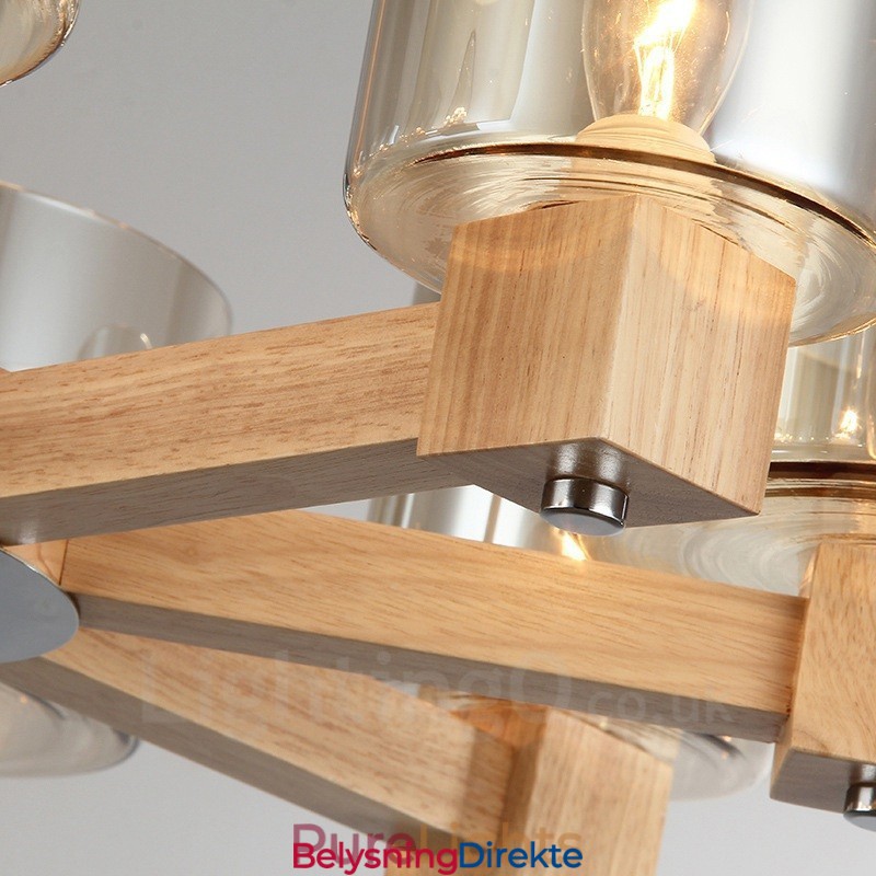 8 Lys Tre Moderne Samtidskunstnerisk Lysekrone I Nordisk Stil Med Glassskjerm