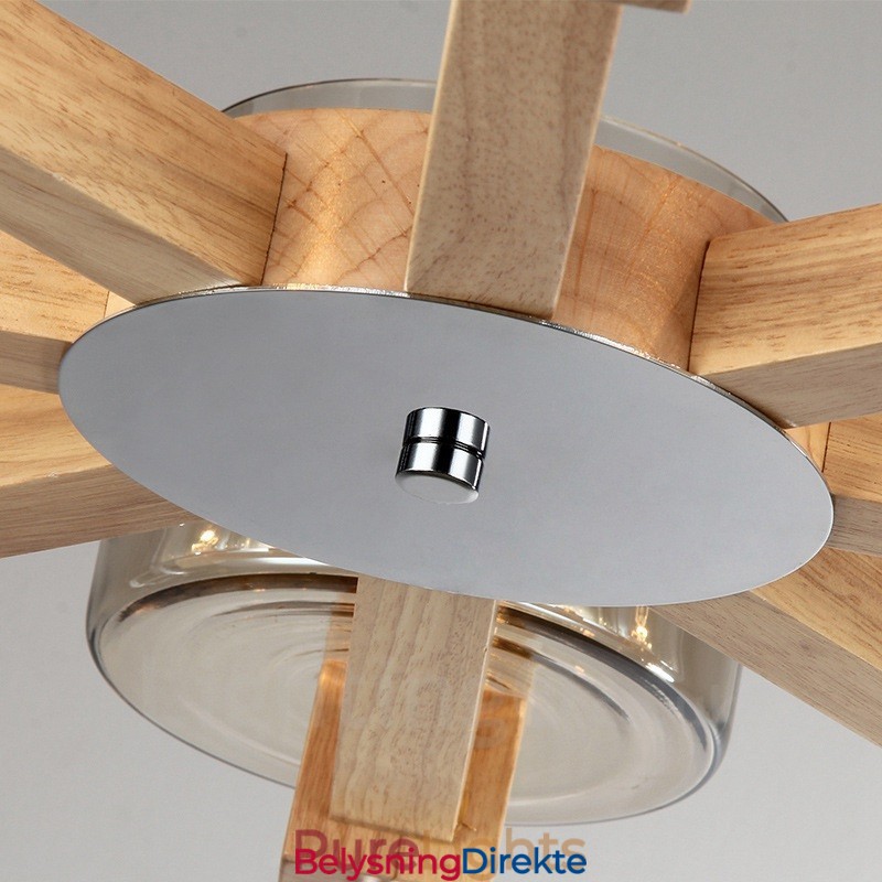 8 Lys Tre Moderne Samtidskunstnerisk Lysekrone I Nordisk Stil Med Glassskjerm